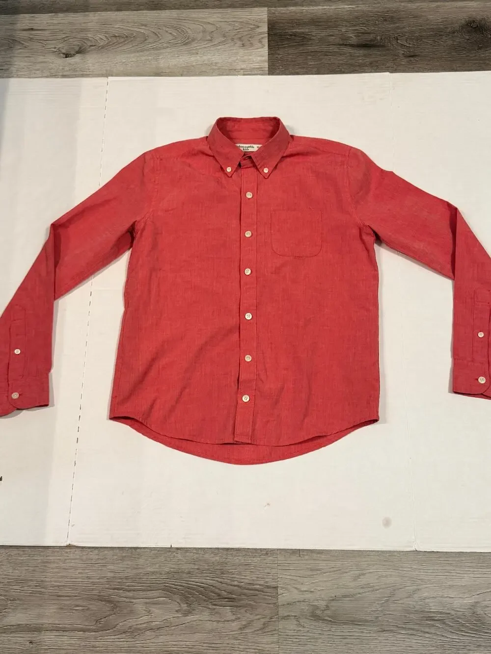 Abercrombie Kids Button Down Shirt Youth 13/14 Red Long Sleeve Cotton Casual